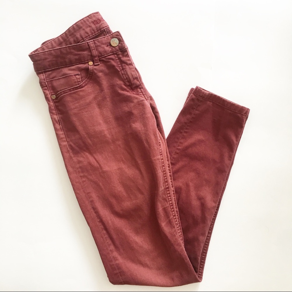 Kookaï Burgundy Washed Out Skinny Jeans (38)6